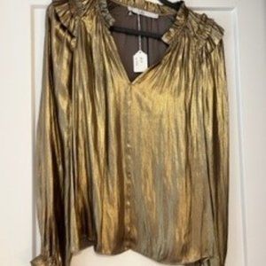 Au Lait - Gold Shimmer Long Sleeve Blouse
